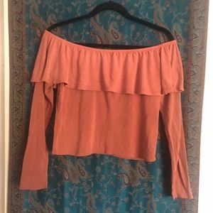 Pink Fashion Nova off the shoulder crop top